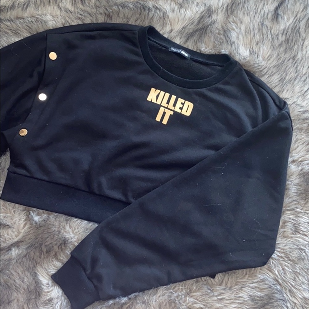 “Killed it” cropped crew neck